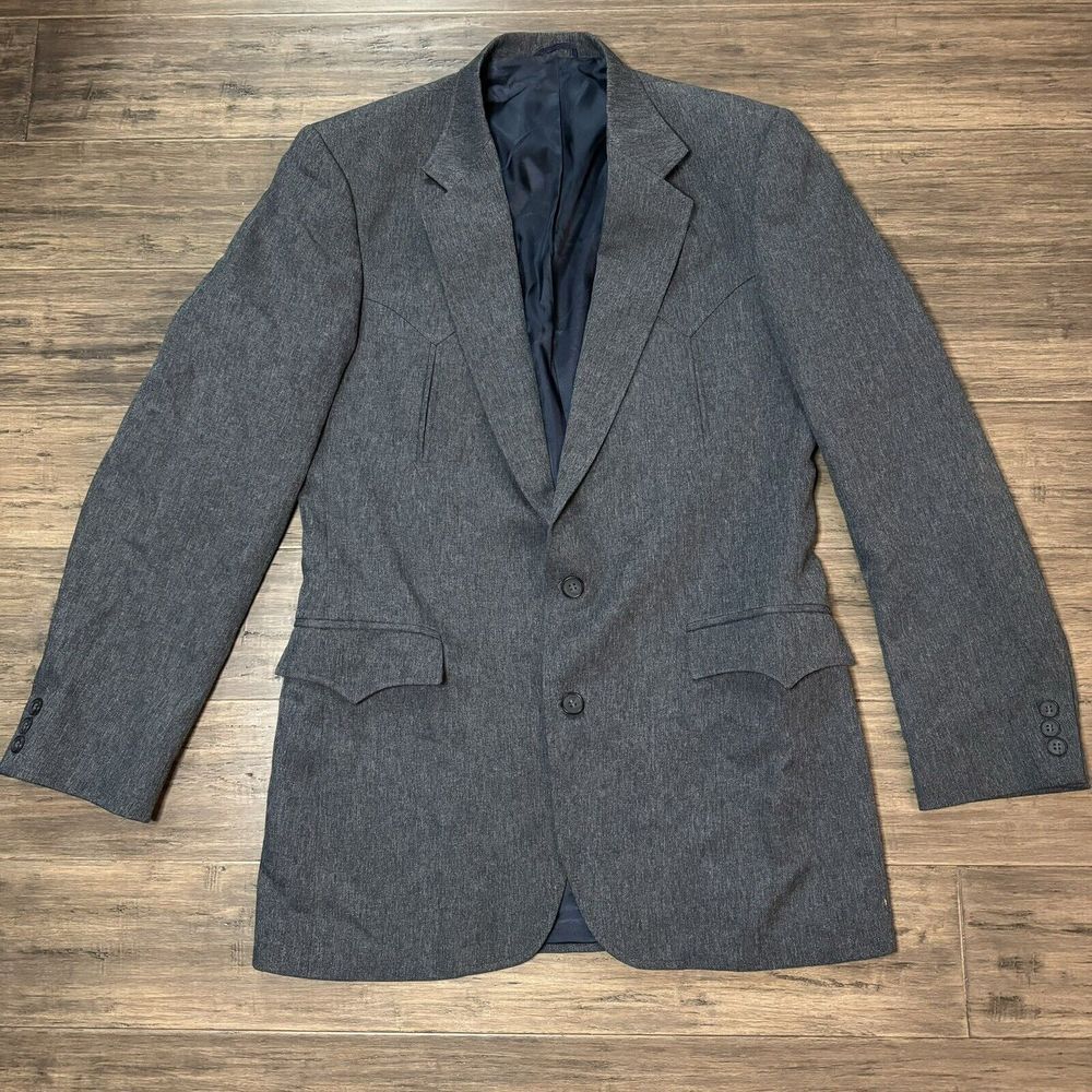Circle S Jacket Mens Gray Blazer Western Cowboy USA Rockabilly Sport Coa…